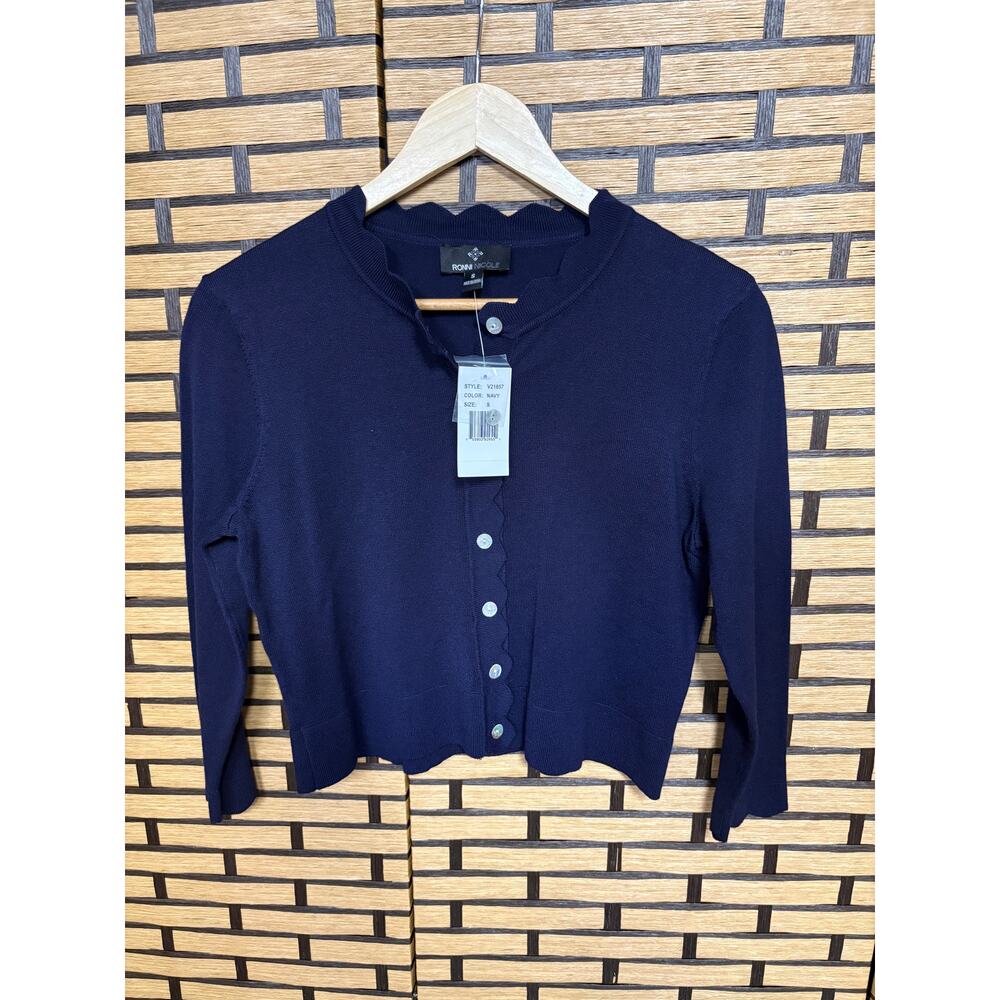 Ronni Nicole Navy Button Up Caridgan Size Small